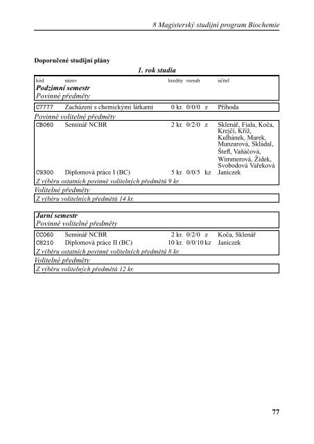 Studijní katalog Biochemie - Masarykova univerzita