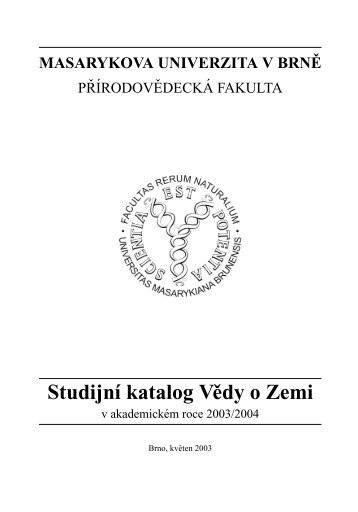 Studijní katalog programů sekce věd o Zemi