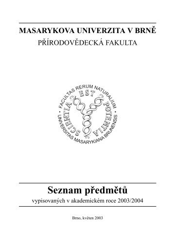 Seznam prˇedmeˇtu˚ - Masarykova univerzita