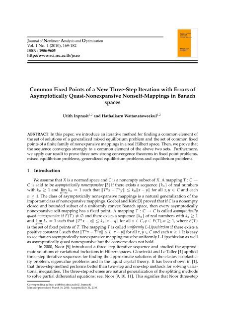 Common Fixed Points of a New Three-Step Iteration with Errors of ...