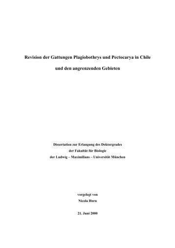 Revision der Gattungen Plagiobothrys und Pectocarya in Chile und ...