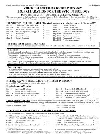 bs preparation for the sstc in biology - The College of Sciences - San ...