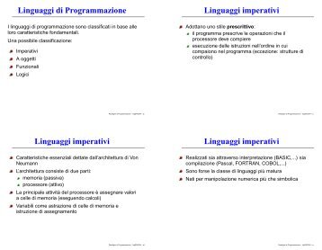 Linguaggi di Programmazione Linguaggi imperativi Linguaggi ...
