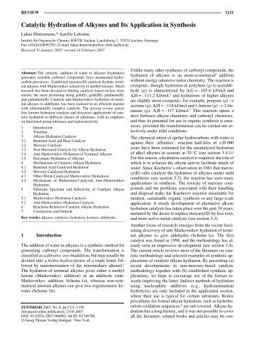 Catalytic Hydration of Alkynes and Its Application in Synthesis