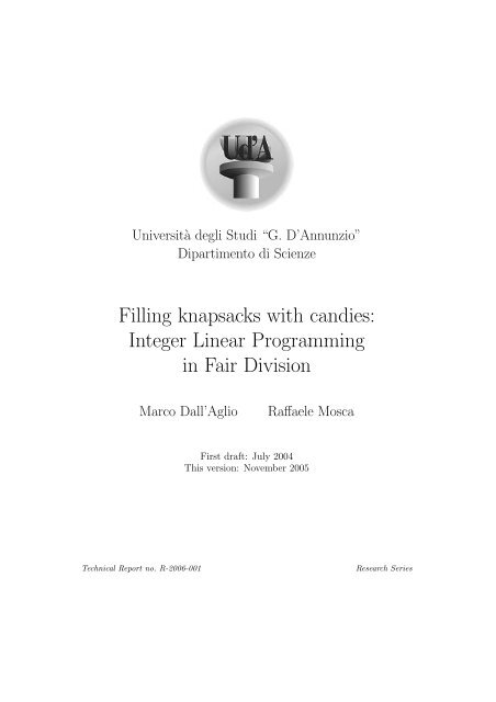 Integer Linear Programming in Fair Division - Dipartimento di Scienze