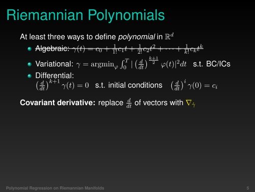 Polynomial Regression on Riemannian Manifolds