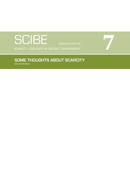 SOME THOUGHTS ABOUT SCARCITY - SCIBE