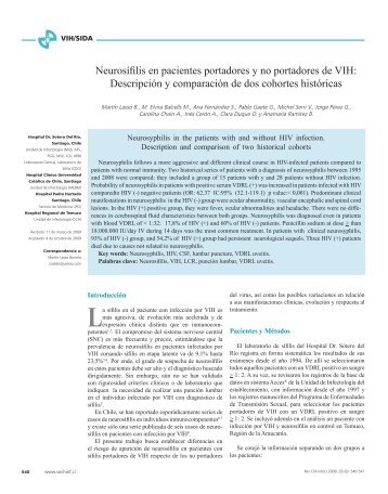 Neurosífilis en pacientes portadores y no portadores de VIH - SciELO