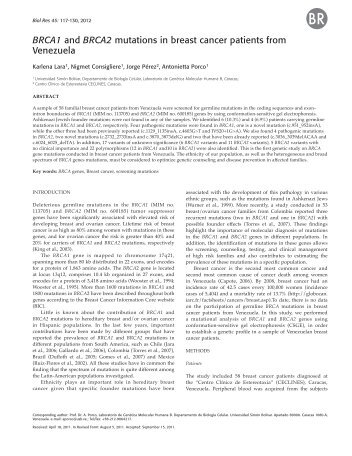 BRCA1 and BRCA2 mutations in breast cancer patients - SciELO