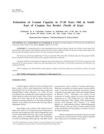 Estimation of Cranial Capacity in 17-20 Years Old in South ... - SciELO