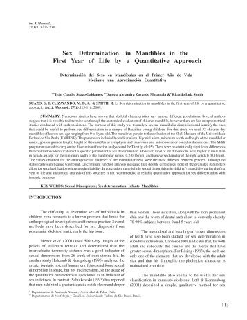 Sex Determination in Mandibles in the First Year of Life by ... - SciELO