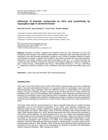 Influences of alcohol derivatives on citric acid productivity by ...