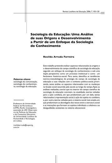 Sociologia da EducaÃ§Ã£o: Uma AnÃ¡lise de suas Origens e ... - SciELO