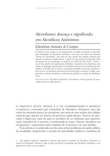 Alcoolismo: doenÃ§a e significado em AlcoÃ³licos AnÃ´nimos - SciELO