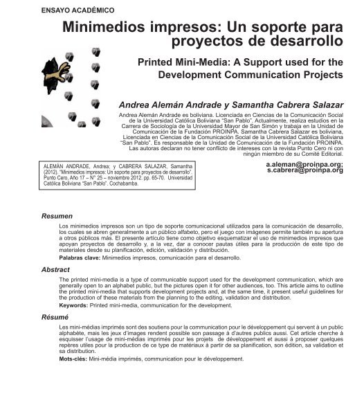 Minimedios impresos: Un soporte para proyectos de desarrollo