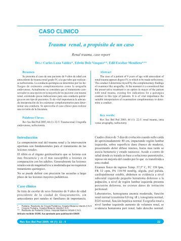 CASO CLINICO Trauma renal, a propÃ³sito de un caso