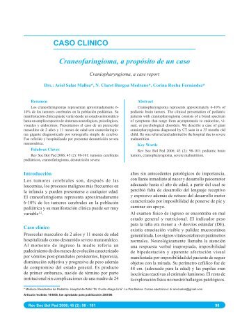 CASO CLINICO Craneofaringioma, a propÃ³sito de un caso