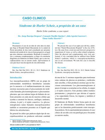 CASO CLINICO SÃ­ndrome de Hurler Scheie, a propÃ³sito de un caso