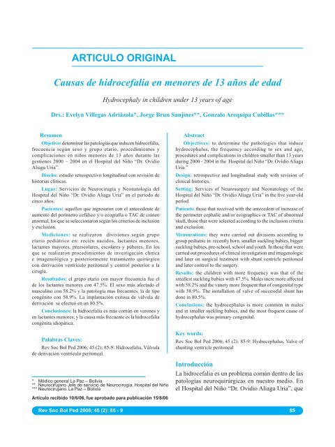 ARTICULO ORIGINAL Causas de hidrocefalia en menores de 13 ...