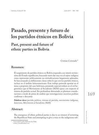 Pasado, presente y futuro de los partidos Ã©tnicos en Bolivia