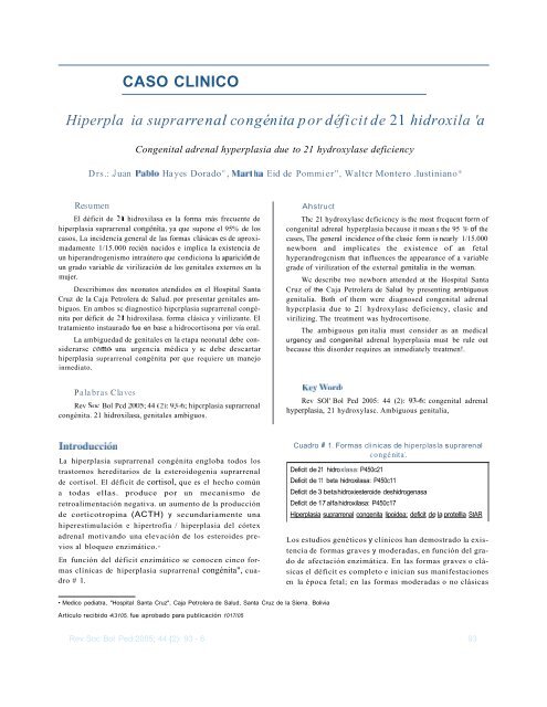 CASO CLINICO Hiperpla ia suprarrenal congÃ©nita por dÃ©ficit de 21 ...