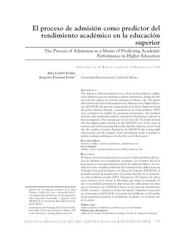 El proceso de admisiÃ³n como predictor del rendimiento acadÃ©mico ...