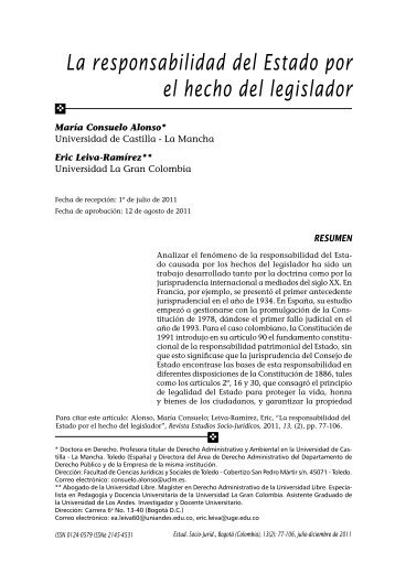 La responsabilidad del Estado por el hecho del legislador