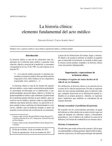 La historia clÃ­nica: elemento fundamental del acto mÃ©dico. âAutores