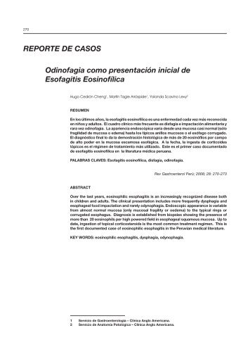 Odinofagia como presentaciÃ³n inicial de Esofagitis ... - SciELO