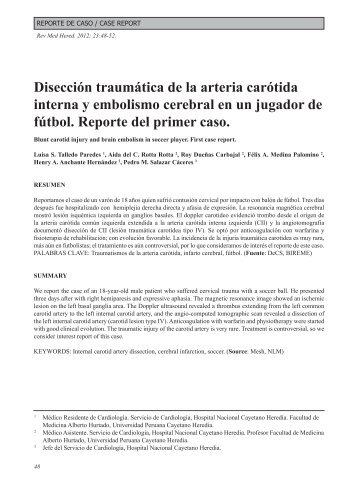 DisecciÃ³n traumÃ¡tica de la arteria carÃ³tida interna y ... - SciELO