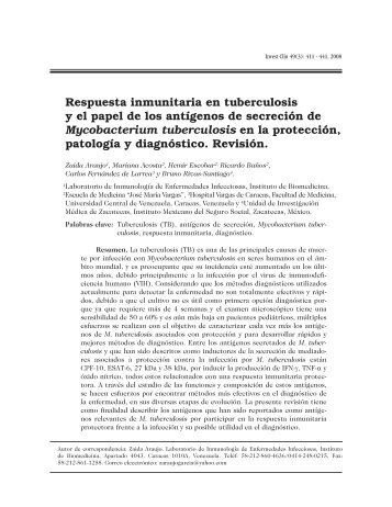 Respuesta inmunitaria en tuberculosis y el papel de los ... - SciELO