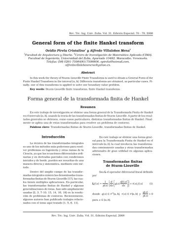 General form of the finite Hankel transform Forma general ... - SciELO