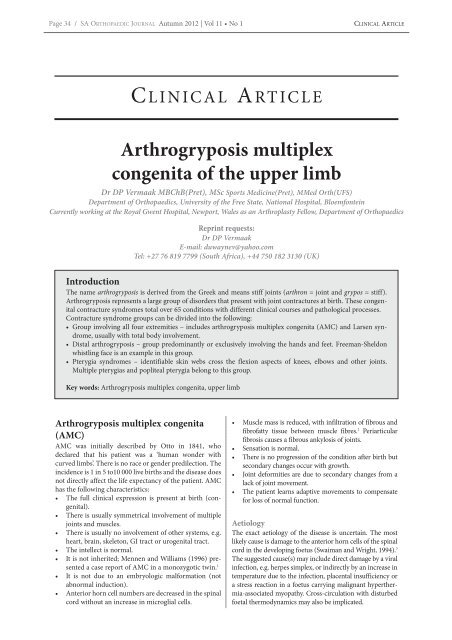 Arthrogryposis multiplex congenita of the upper limb