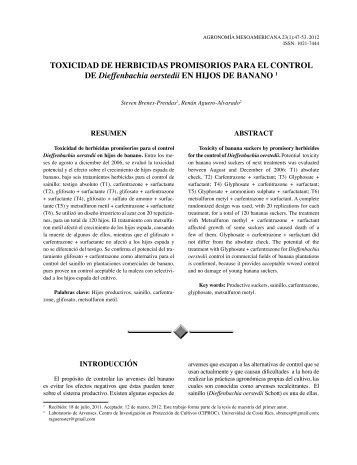 Toxicidad de herbicidas promisorios para el conTrol de ... - SciELO