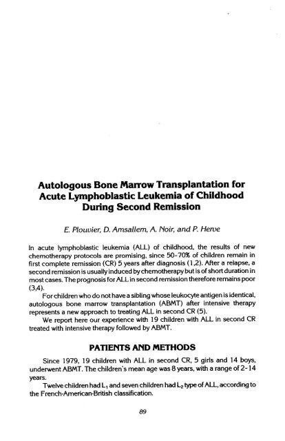 Autologous Bone Marrow Transplantation - Blog Science Connections