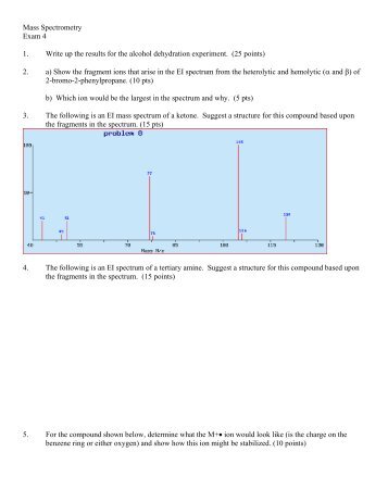 Mass Spectrometry Exam 4 1. Write up the results for the alcohol ...