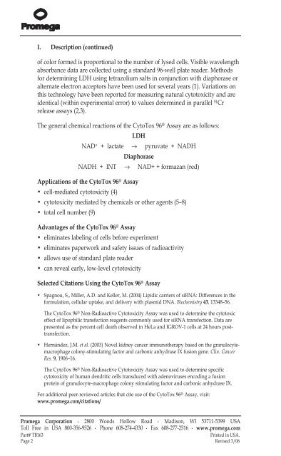 CytoTox 96(R) Non-Radioactive Cytotoxicity Assay Technical ...