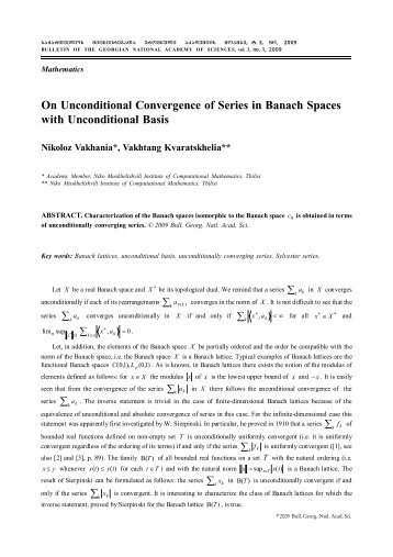 On Unconditional Convergence of Series in Banach Spaces with ...