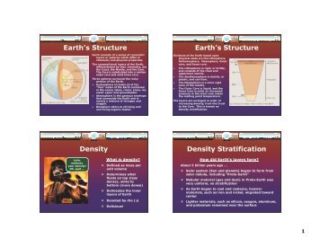 Earth's Structure Earth's Structure Density Density Stratification