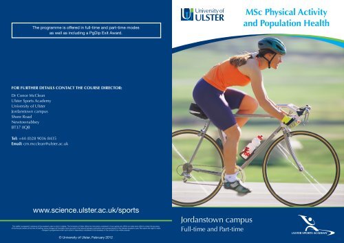 MSc Physical Activity and Population Health - University of Ulster