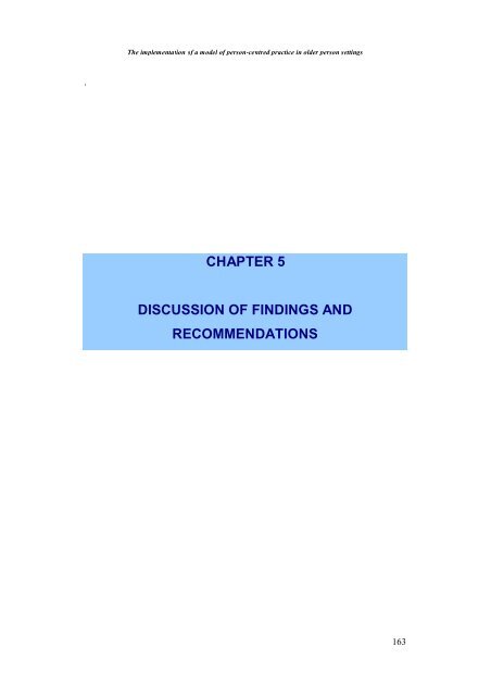 The Implementation of a Model of Person-Centred Practice In Older ...