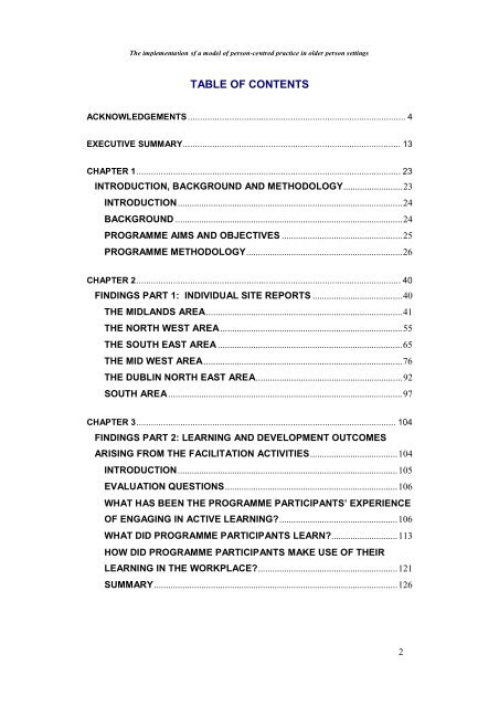 The Implementation of a Model of Person-Centred Practice In Older ...