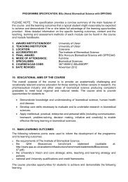 Programme Specification - Faculty of Life and Health Sciences ...