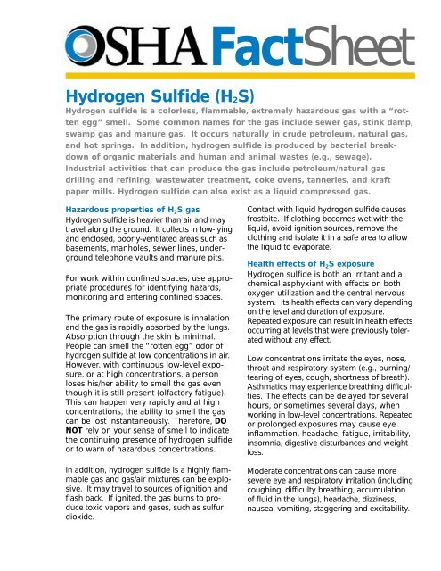 Hydrogen Sulfide (H2S) - OSHA