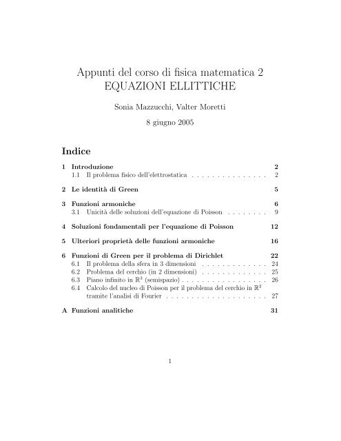Appunti del corso di fisica matematica 2 EQUAZIONI ELLITTICHE