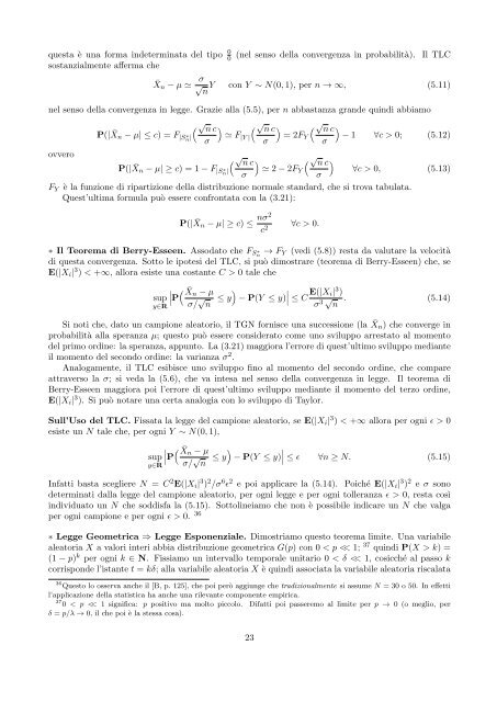 Note del corso di Analisi II (parte di calcolo delle probabilita' e ...