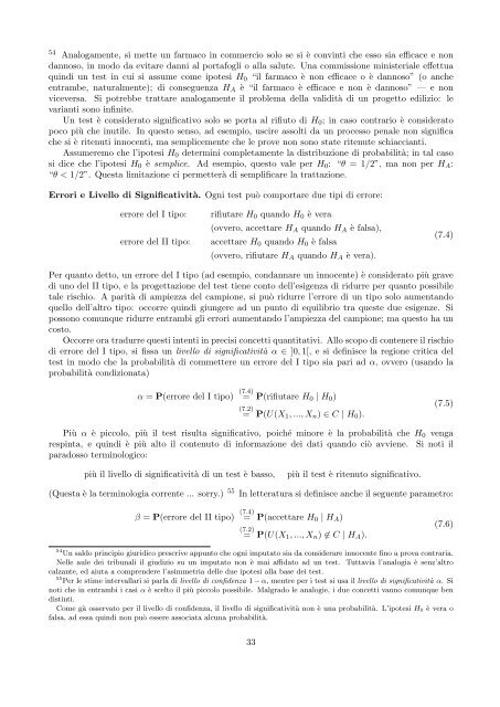 Note del corso di Analisi II (parte di calcolo delle probabilita' e ...