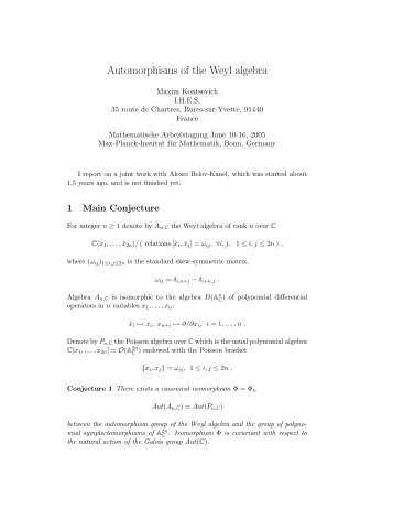 Automorphisms of the Weyl algebra - IHES