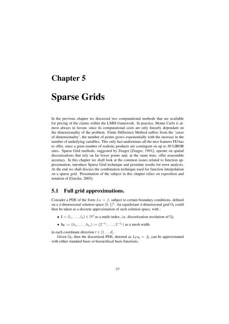 sparse grid method in the libor market model. option valuation and the