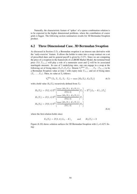 sparse grid method in the libor market model. option valuation and the